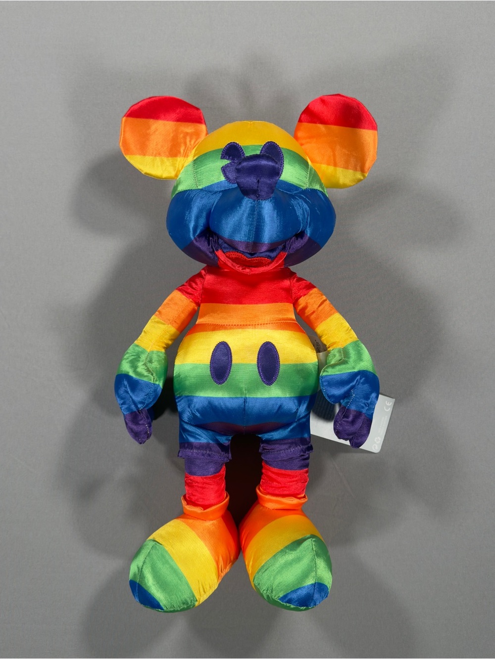 Disney Store Mickey Mouse Pride Plush 2019 Rainbow Collection Satin 15" NWT